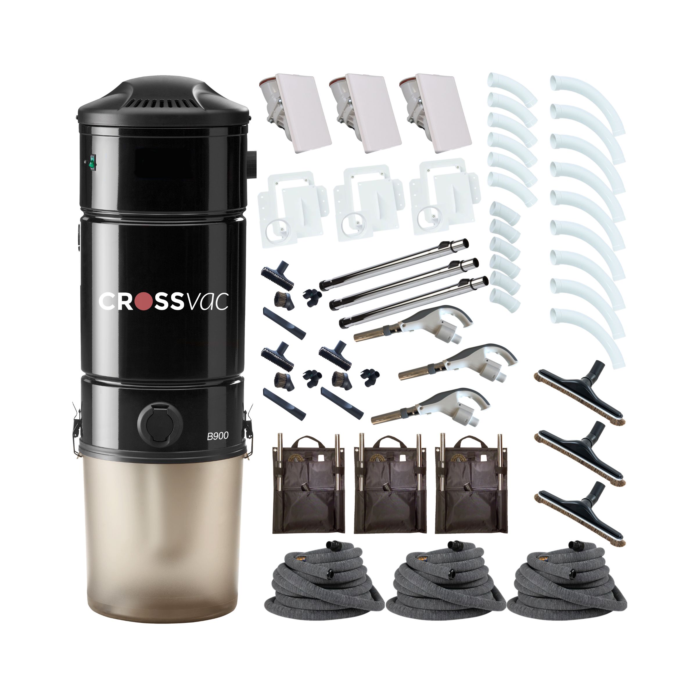 Zentralstaubsauger B900 - 3x Hide-a-Hose - Installationsmaterial