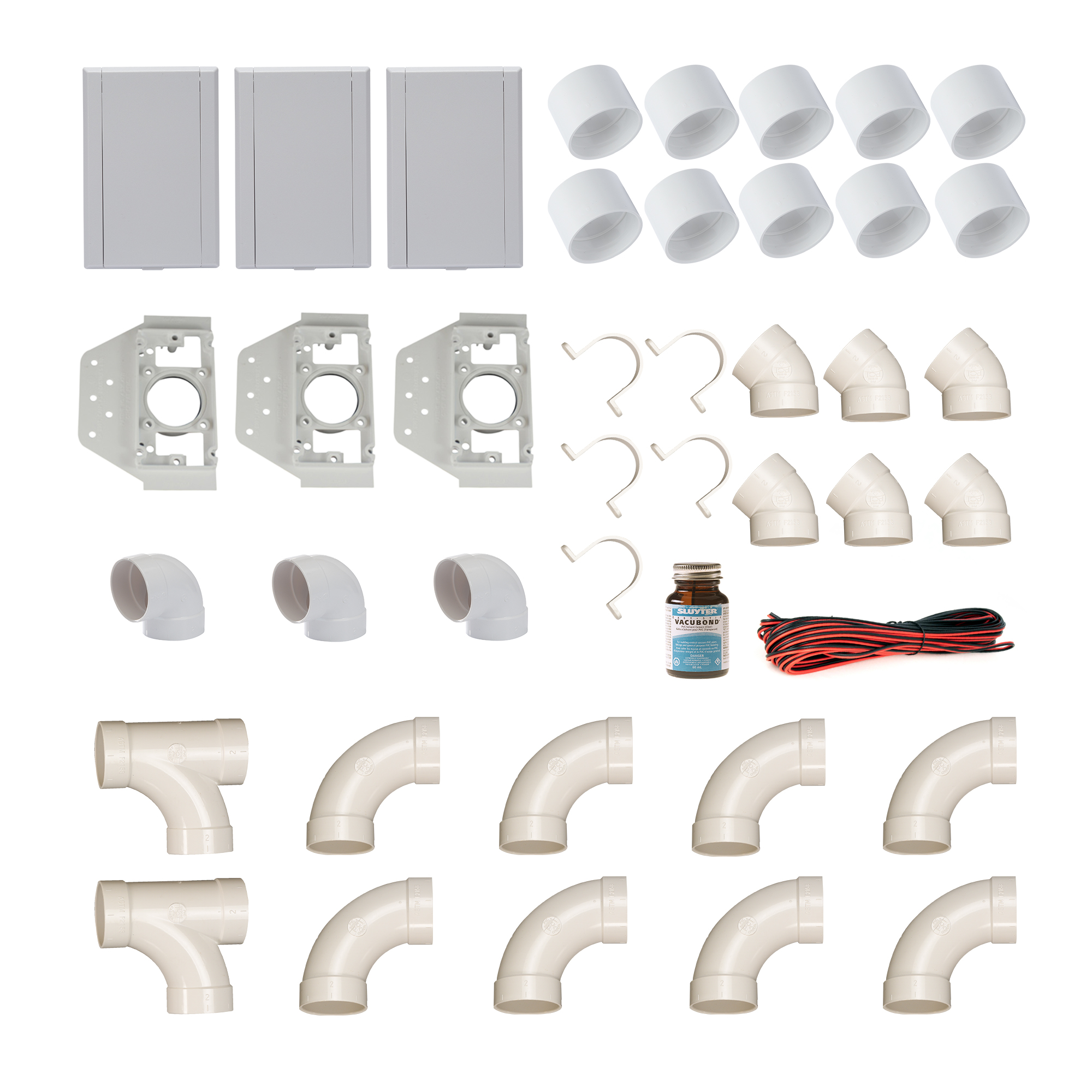 3 Saugdosen Einbau-Set VacuValve weiß